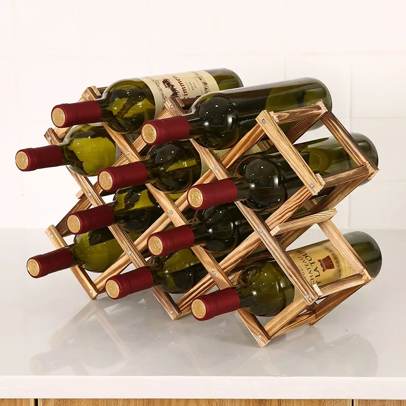 Home Bar Setup - Collapsible Wooden Wine Racks Bottle Cabinet