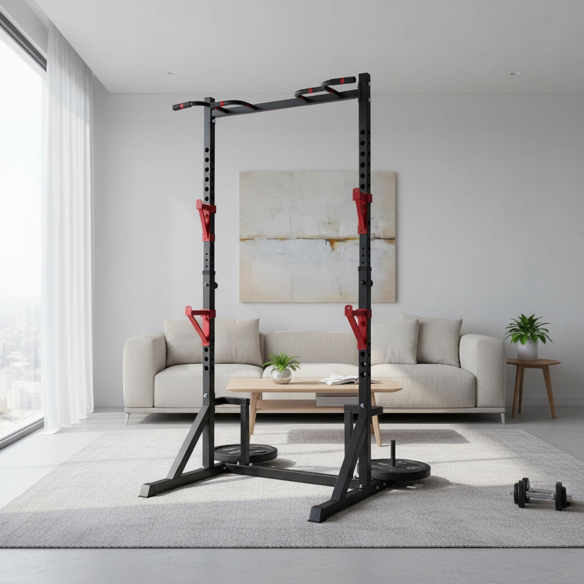 Adjustable Power Rack with Pul - Home Bar Stand review and price