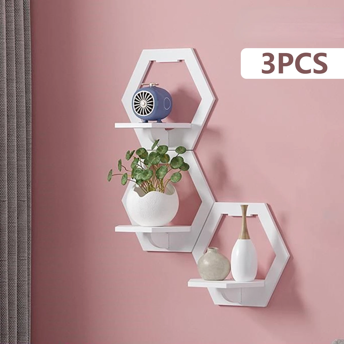 3Pcs Hexagon Wall Shelf Punch  - Home Bar Shelf review and price