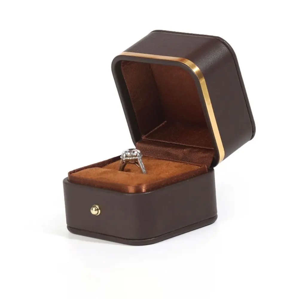 Fashion PU Leather Square Ring - Bar Cart Gold review and price
