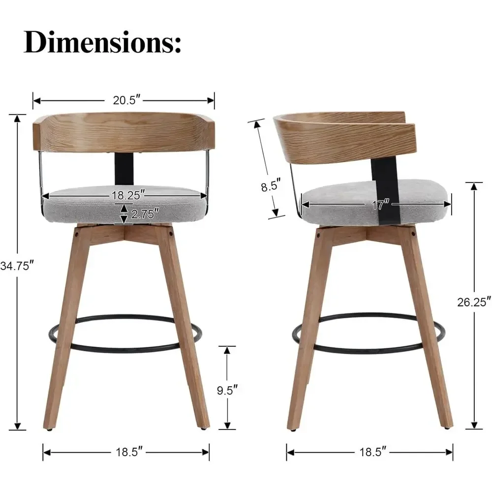 Set of 2, 26 Grey Linen-Uphols - Home Bar Stools review and price