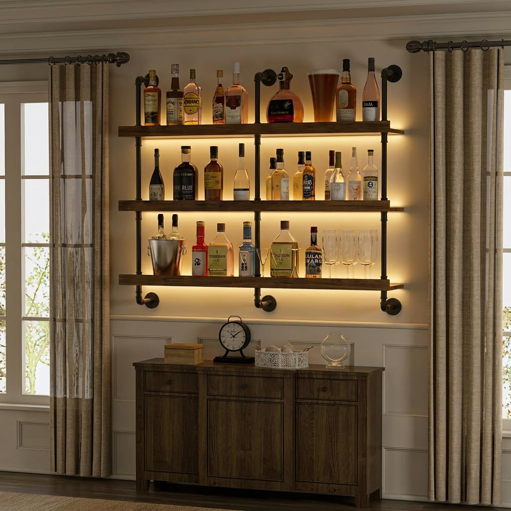 Wall Mounted Wine Rack With LE - Home Bar Shelf review and price