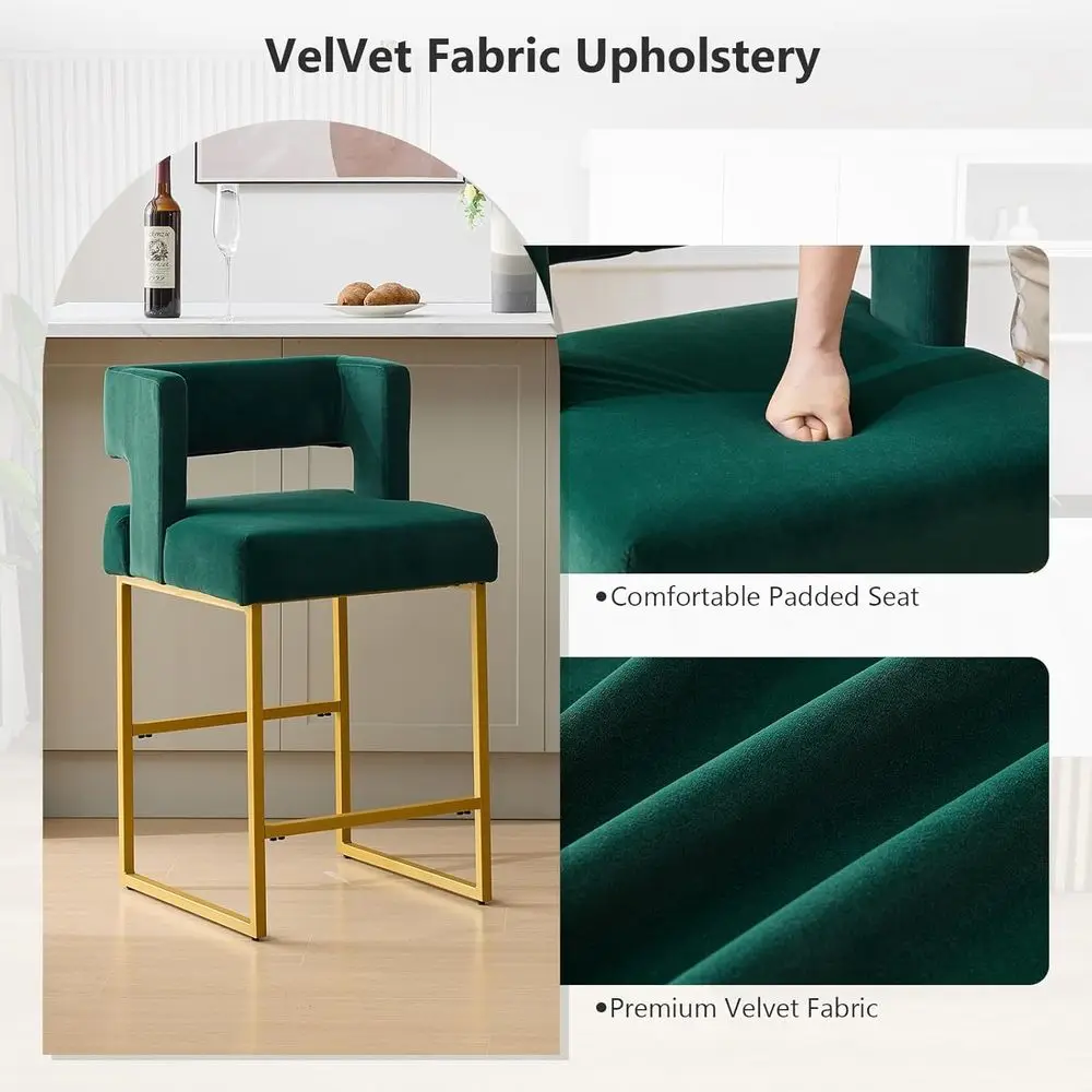 Set of 2 Green Velvet Bar Stoo - Home Bar Stools review and price