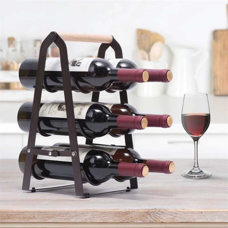 6 Bottle Iron Collapsible Stor - Home Bar Shelf review and price