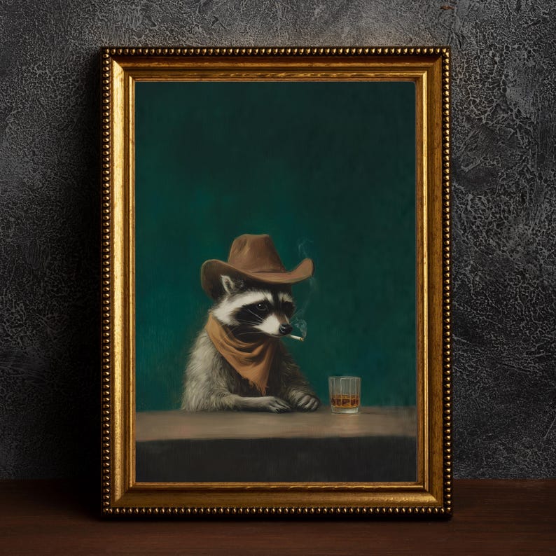 Vintage Funny Smoking Raccoon  - Home Bar Lounge review and price